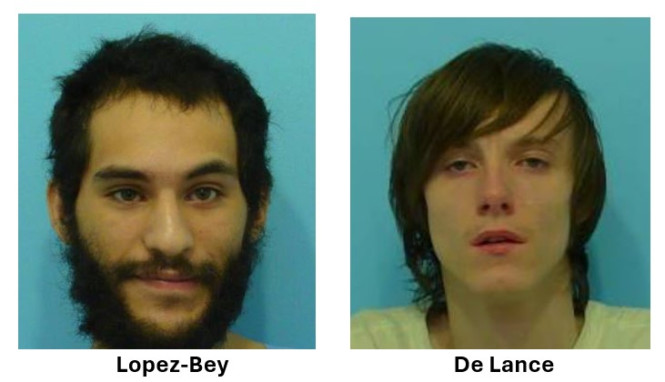 Booking photos of two adult suspects