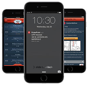 smartphones display the PulsePoint Respond app