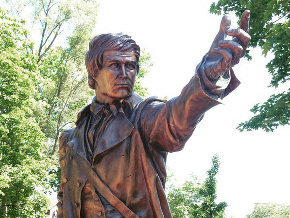 bronze Joseph Naper Statue at Naper Homestead