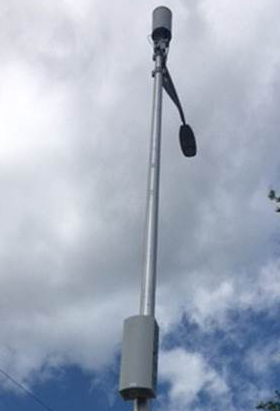 small cell equipment mounted on a light pole