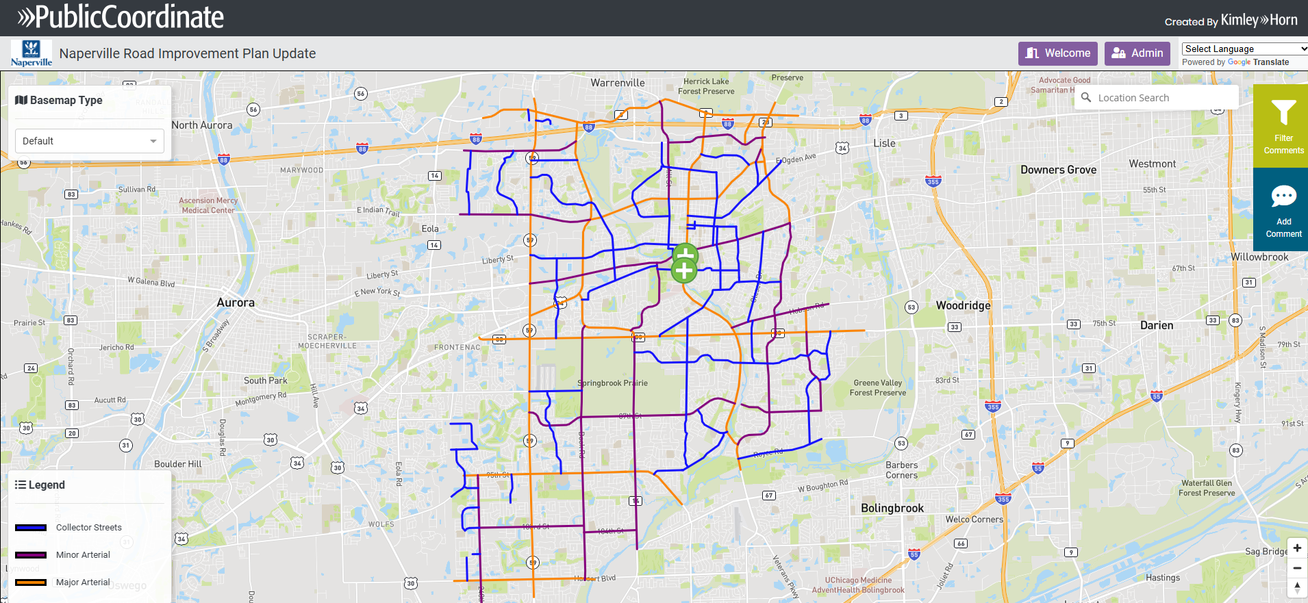 An ArcGIS map of the City's roadways