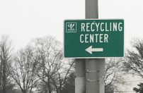 Sign pointing the way to the City of Naperville Recycling Center.
