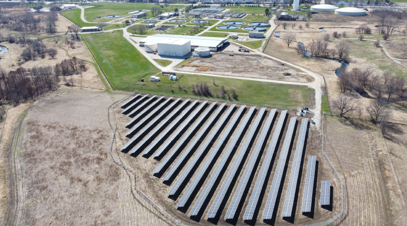 An overhead view of the solar panel array at Springbrook